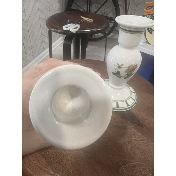 Lenox Summer Terrace Set of 2 Candle holders Green Floral 5” Tall - Picture 8 of 8